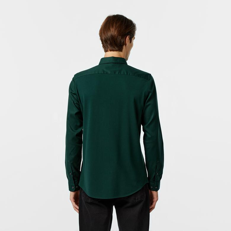 Lacoste Erkek Slim Fit Düğmeli Yaka Koyu Yeşil Gömlek