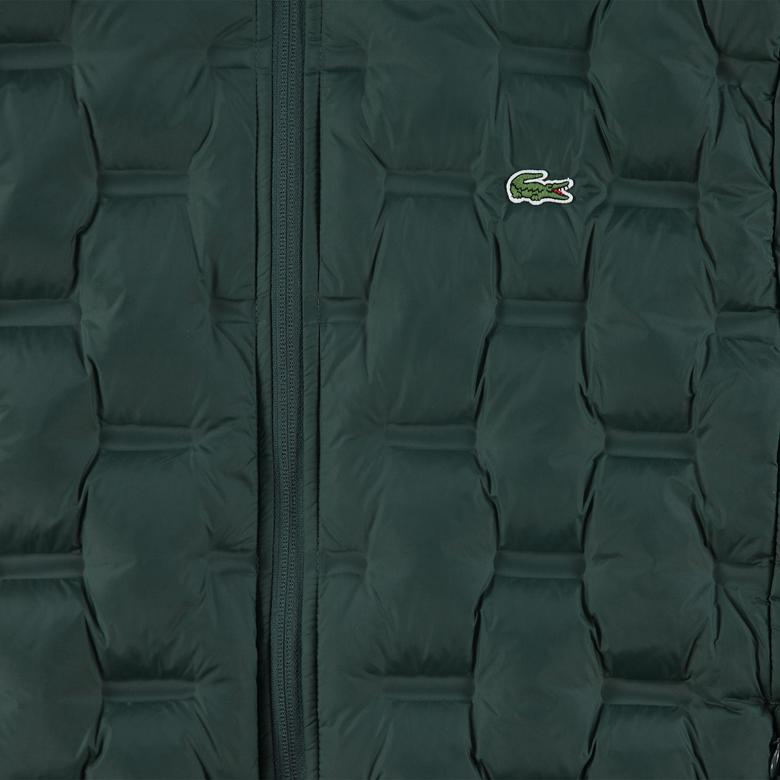 Lacoste Erkek Regular Fit Kapüşonlu Kapitone Koyu Yeşil Mont