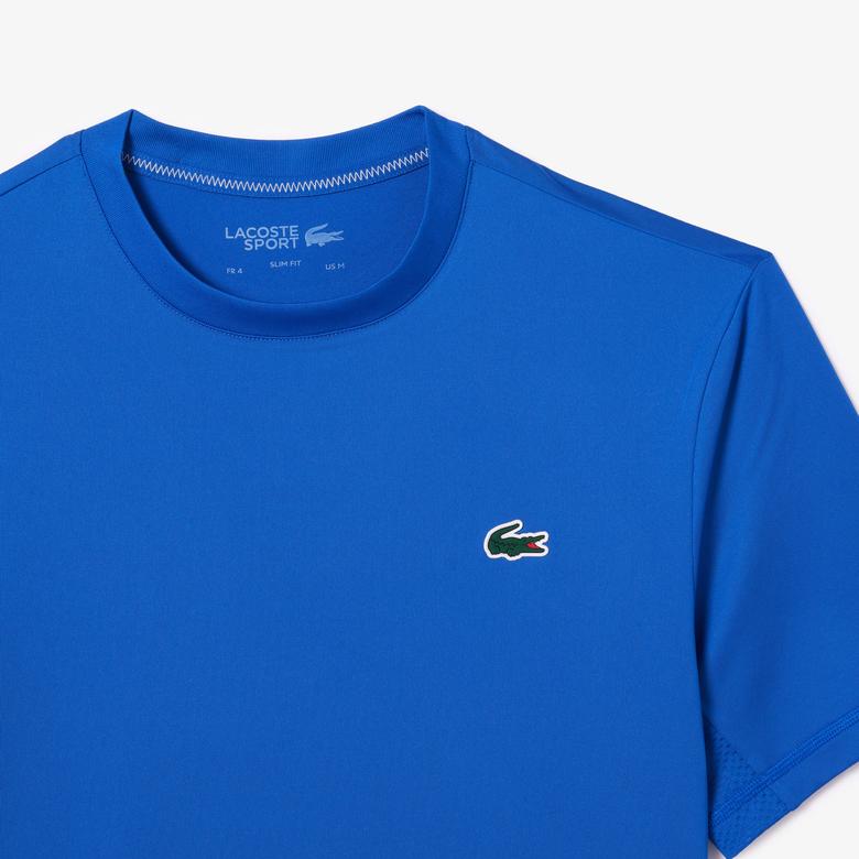 Lacoste SPORT Erkek Slim Fit Bisiklet Yaka Mavi T-Shirt