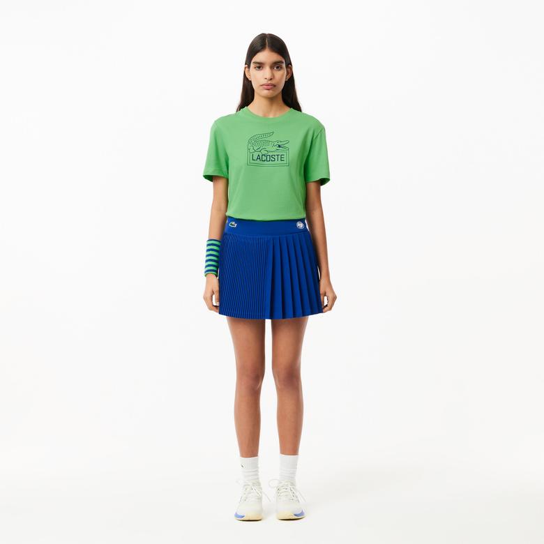 Lacoste x Roland Garros Unisex Regular Fit Bisiklet Yaka Baskılı Yeşil T-Shirt