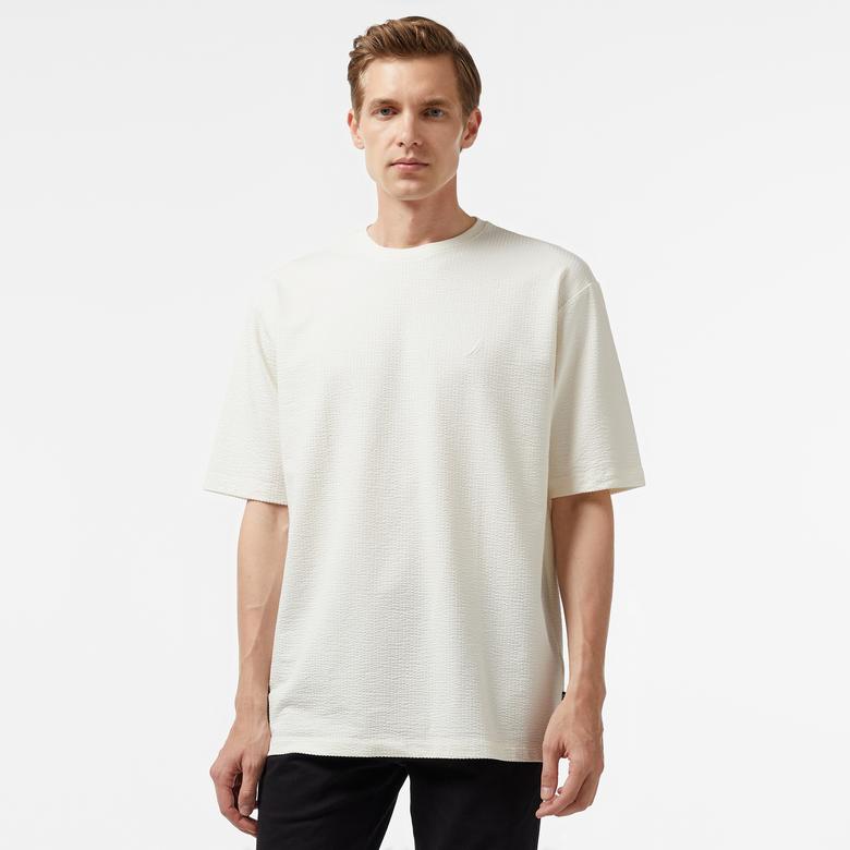 Nautica Erkek Krem Oversize T-Shirt