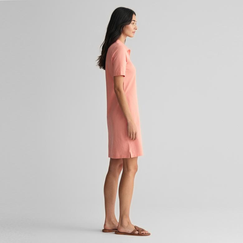 GANT Kadın Pembe Slim Fit Polo Yaka Logolu Elbise