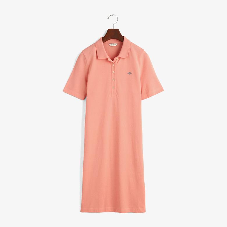 GANT Kadın Pembe Slim Fit Polo Yaka Logolu Elbise