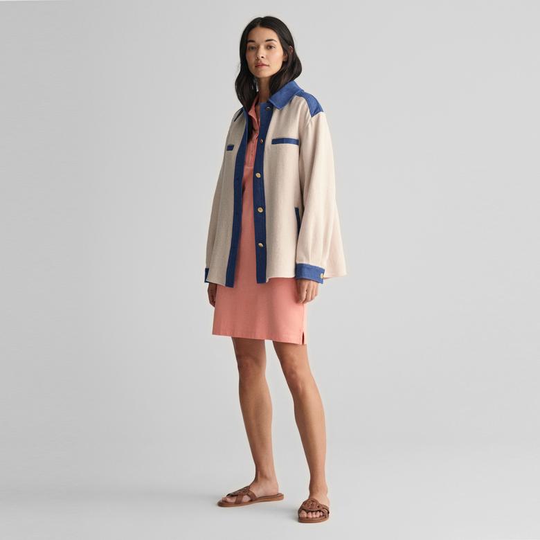 GANT Kadın Pembe Slim Fit Polo Yaka Logolu Elbise
