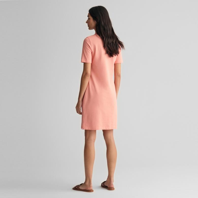 GANT Kadın Pembe Slim Fit Polo Yaka Logolu Elbise