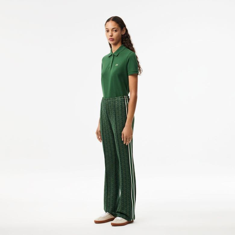 Lacoste Kadın Flare Fit Monogram Koyu Yeşil Eşofman Altı