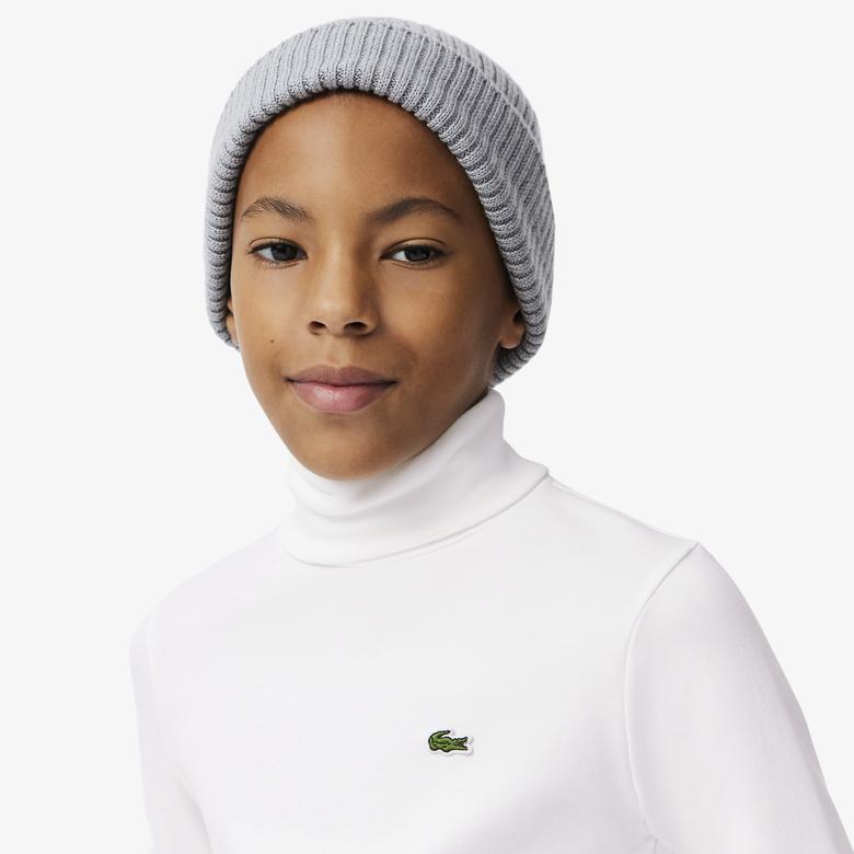 Lacoste Erkek Çocuk Uzun Kollu Boğazlı Yaka Beyaz T-Shirt
