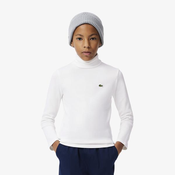 Lacoste Erkek Çocuk Uzun Kollu Boğazlı Yaka Beyaz T-Shirt
