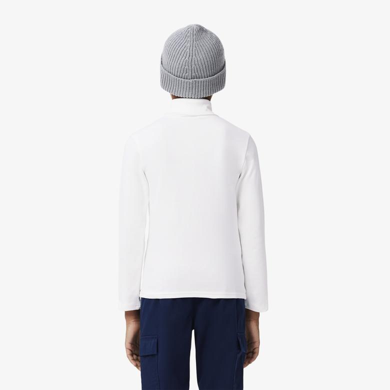Lacoste Erkek Çocuk Uzun Kollu Boğazlı Yaka Beyaz T-Shirt