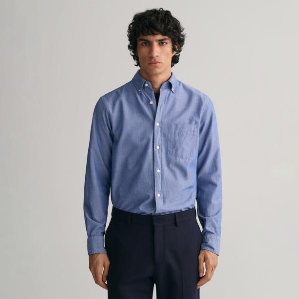GANT Erkek Mavi Regular Fit Düğmeli Yaka Gömlek