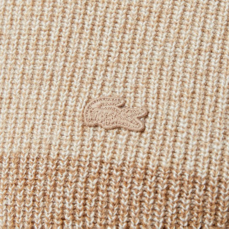 Lacoste Erkek Relaxed Fit Bisiklet Yaka Renk Bloklu Bej Kazak