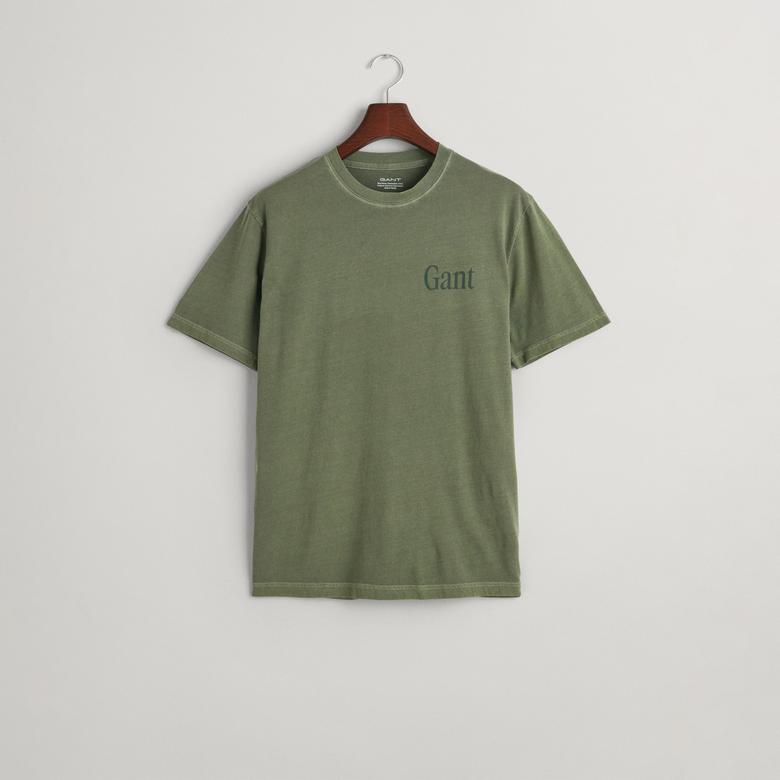 GANT Erkek Yeşil Regular Fit Bisiklet Yaka Logolu T-shirt