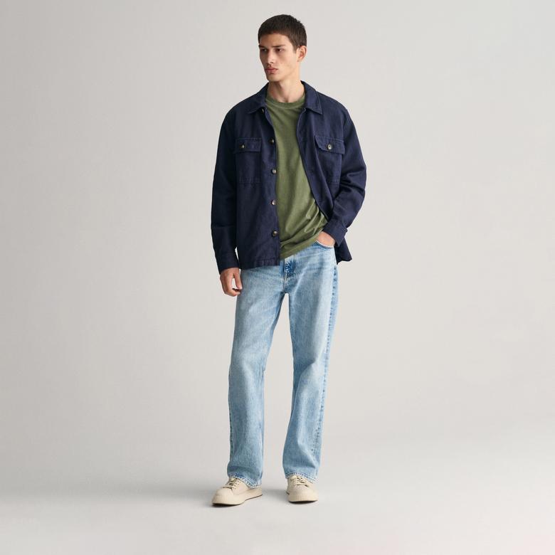 GANT Erkek Yeşil Regular Fit Bisiklet Yaka Logolu T-shirt