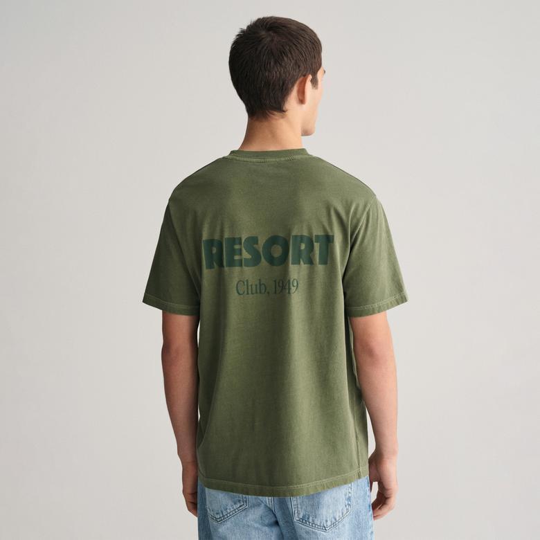 GANT Erkek Yeşil Regular Fit Bisiklet Yaka Logolu T-shirt