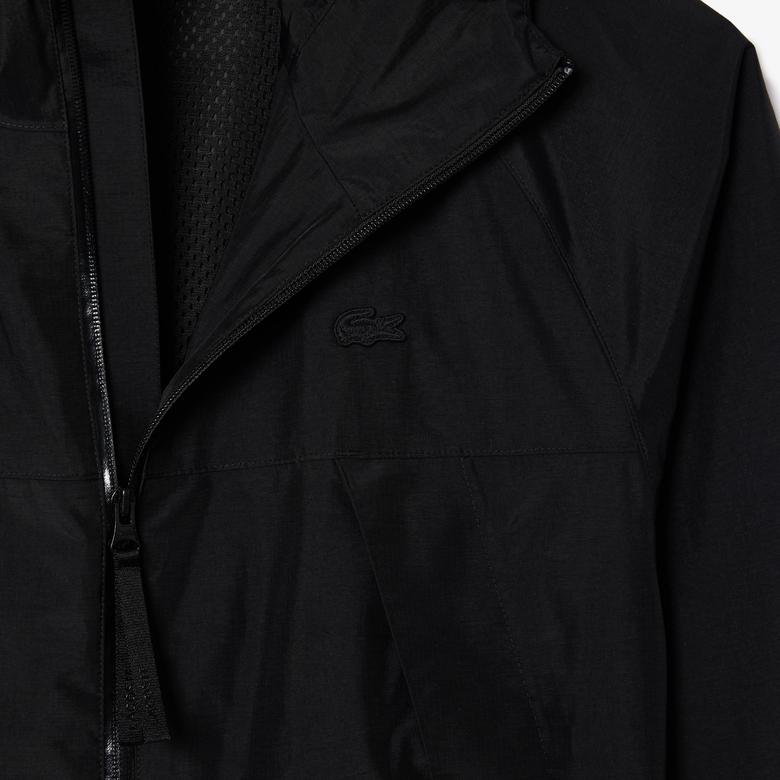 Lacoste Erkek Regular Fit Kapüşonlu Siyah Yağmurluk