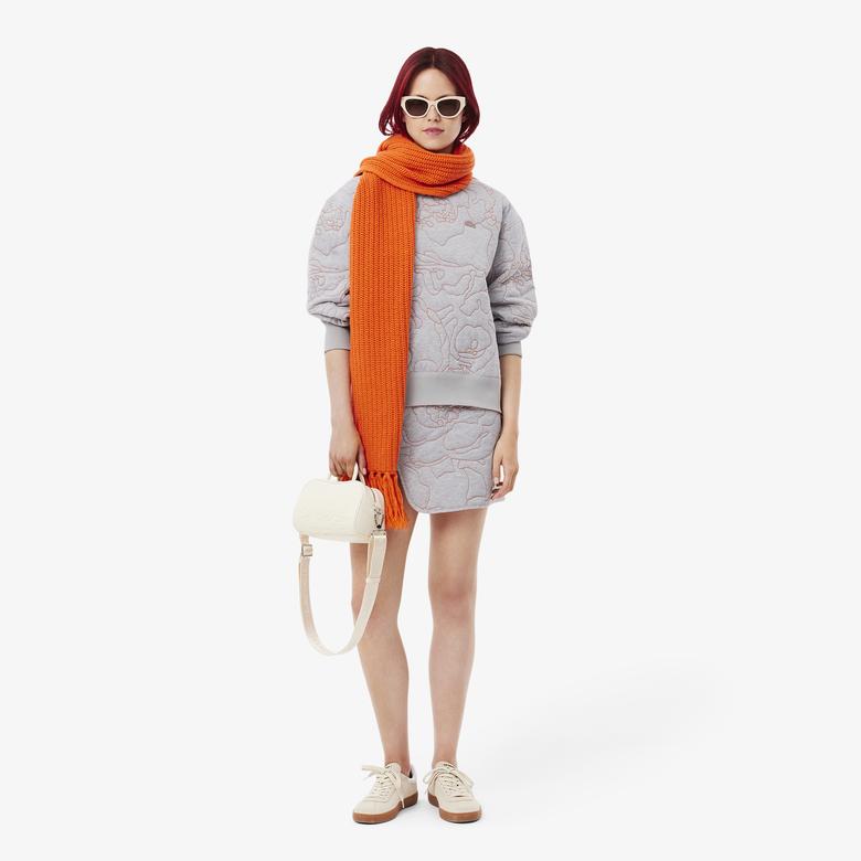 Lacoste Kadın Oversize Fit Bisiklet Yaka Çift Taraflı Desenli Gri Sweatshirt