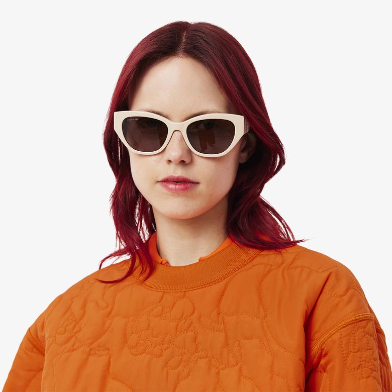 Lacoste Kadın Oversize Fit Bisiklet Yaka Çift Taraflı Desenli Gri Sweatshirt