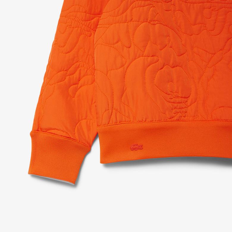 Lacoste Kadın Oversize Fit Bisiklet Yaka Çift Taraflı Desenli Gri Sweatshirt