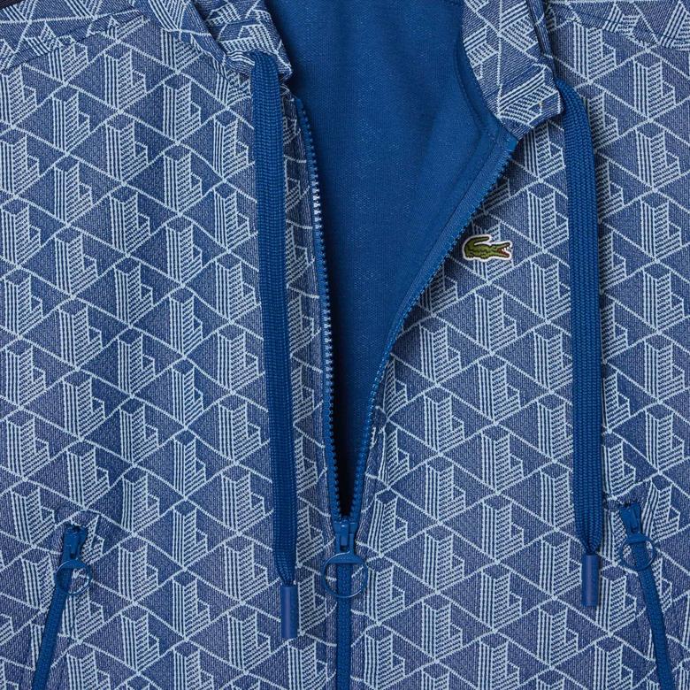 Lacoste Kadın Regular Fit Kapüşonlu Monogram Koyu Mavi Sweatshirt