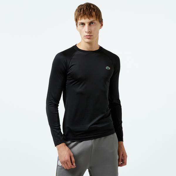 Lacoste SPORT Erkek Slim Fit Uzun Kollu Bisiklet Yaka Siyah T-Shirt