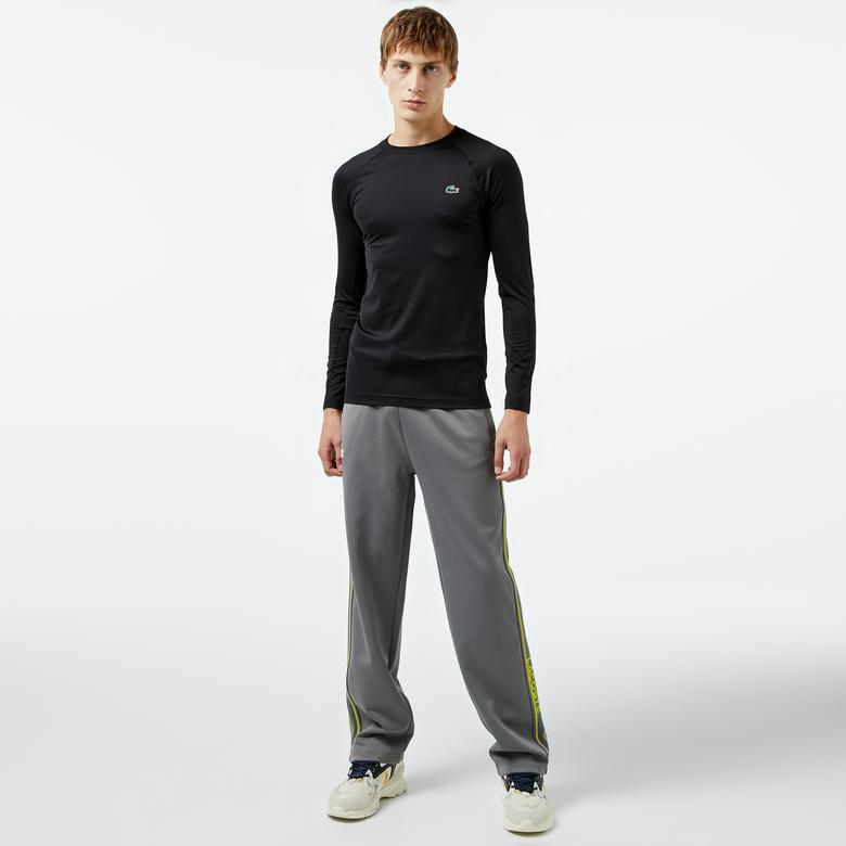 Lacoste SPORT Erkek Slim Fit Uzun Kollu Bisiklet Yaka Siyah T-Shirt