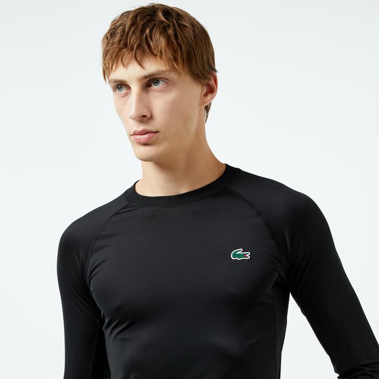 Lacoste SPORT Erkek Slim Fit Uzun Kollu Bisiklet Yaka Siyah T-Shirt