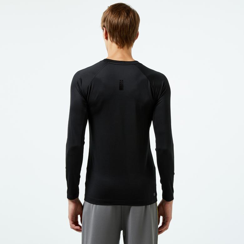 Lacoste SPORT Erkek Slim Fit Uzun Kollu Bisiklet Yaka Siyah T-Shirt