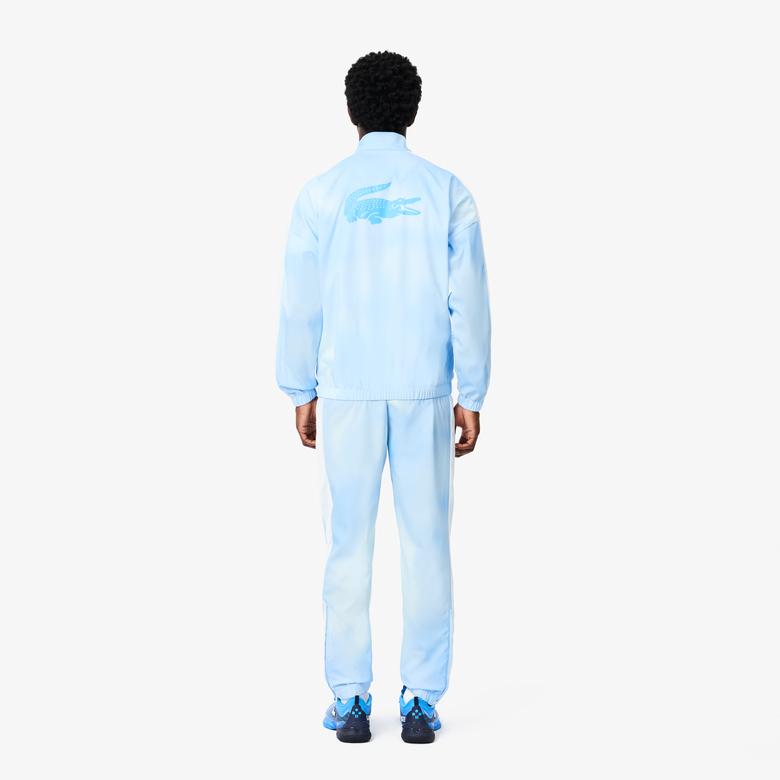 Lacoste x DANIIL MEDVEDEV Erkek Regular Fit Dik Yaka Desenli Mavi Eşofman Takımı