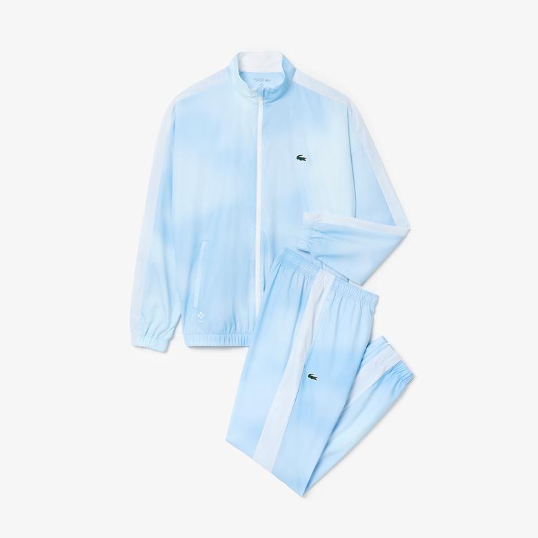 Lacoste x DANIIL MEDVEDEV Erkek Regular Fit Dik Yaka Desenli Mavi Eşofman Takımı