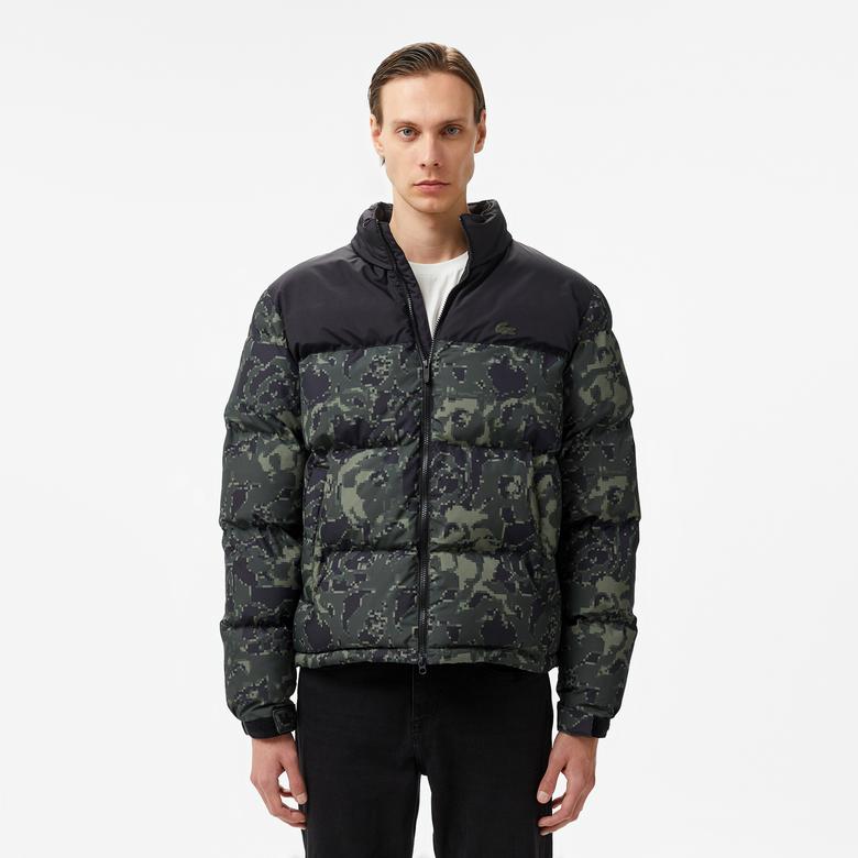Lacoste Erkek Dik Yaka Kapitone Siyah Mont