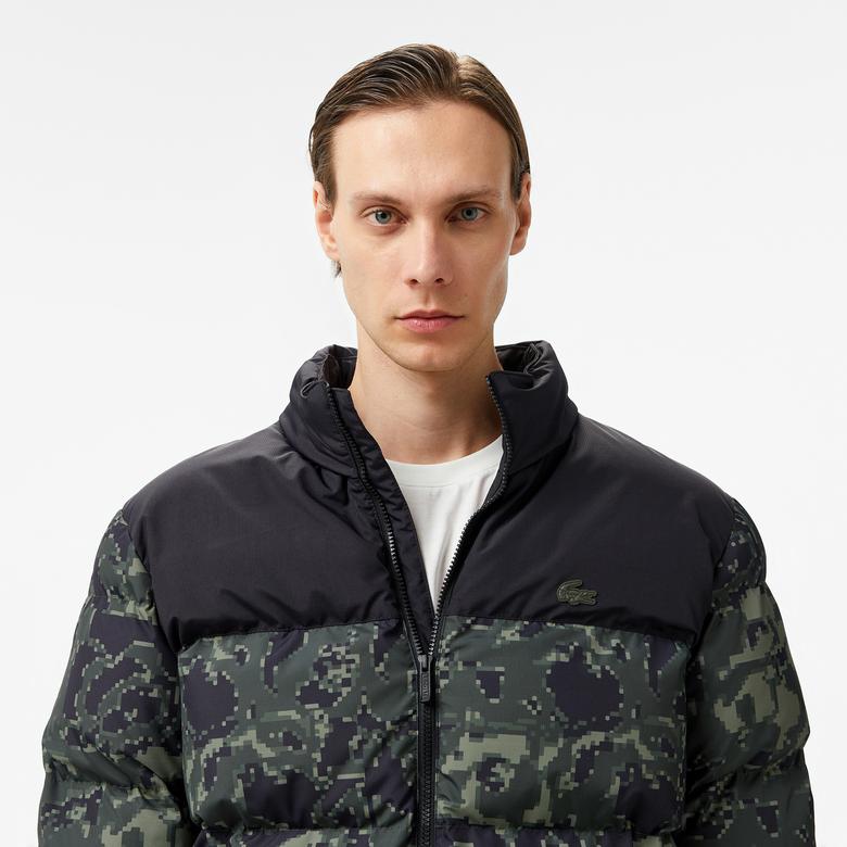 Lacoste Erkek Dik Yaka Kapitone Siyah Mont
