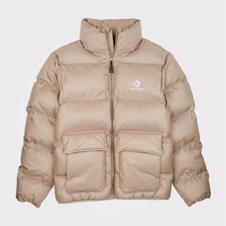Converse Classic Patch Pocket Erkek Dik Yaka Krem Şişme Mont