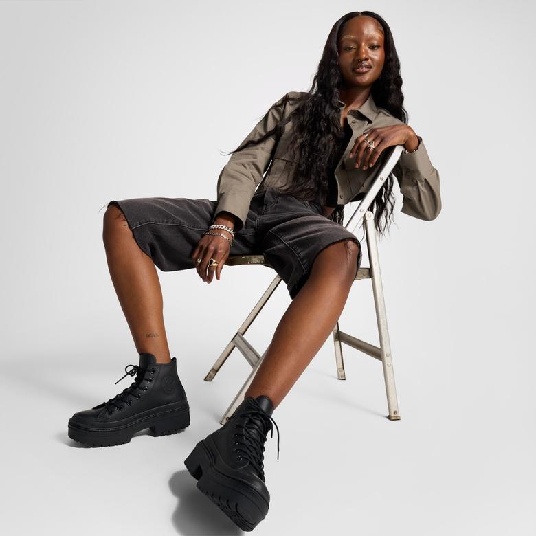 Converse Chuck Taylor All Star Lugged Heel Waterproof Kadın Siyah Deri Platform Sneaker