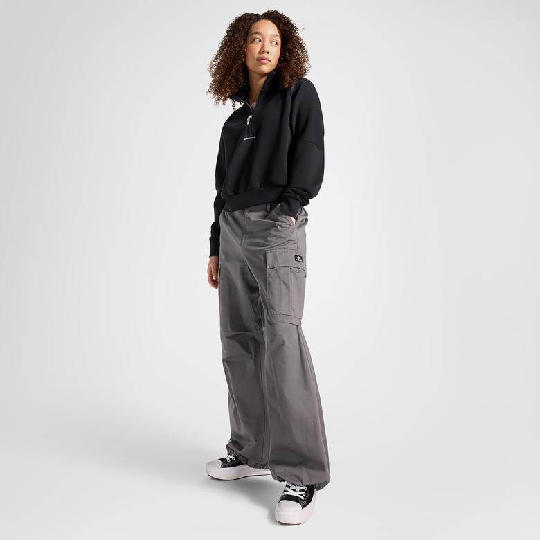 Converse Wordmark Kadın Yarım Fermuarlı Siyah Sweatshirt
