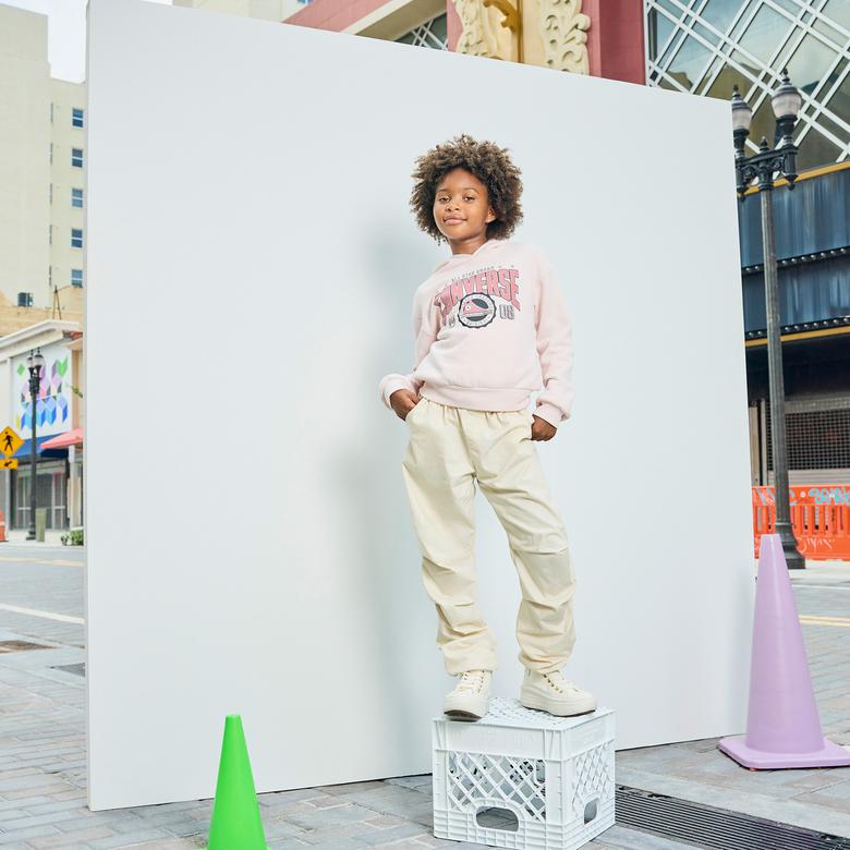 Converse Boxy Çocuk Pembe Hoodie