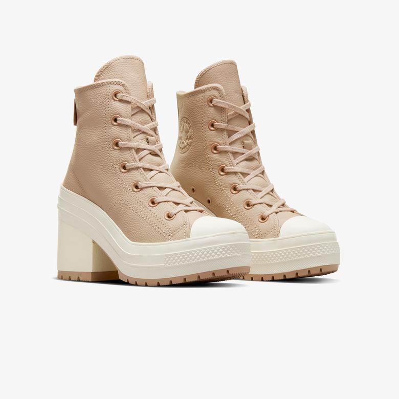 Converse Chuck 70 De Luxe Heel Unisex Krem Deri Platform Sneaker