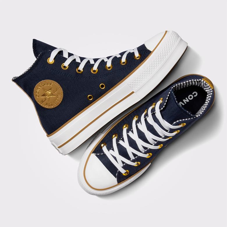 Converse Chuck Taylor All Star Lift Platform Herringbone Stripe Unisex Mavi Sneaker