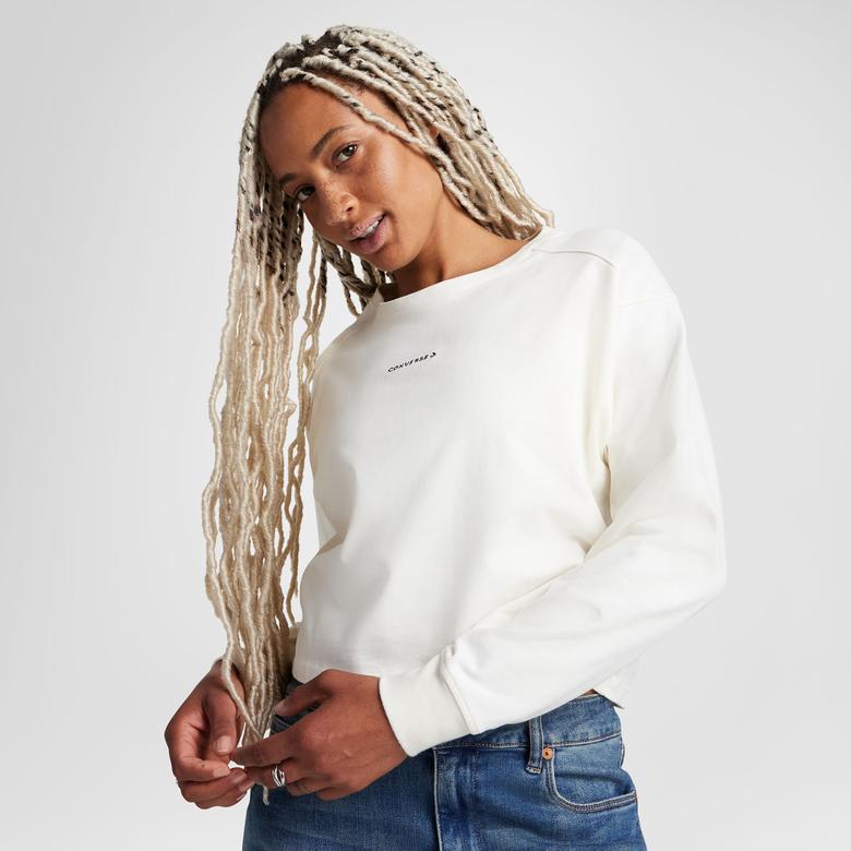 Converse Classic Kadın Baskılı Krem Sweatshirt