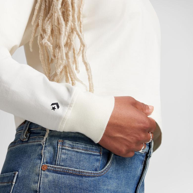 Converse Classic Kadın Baskılı Krem Sweatshirt