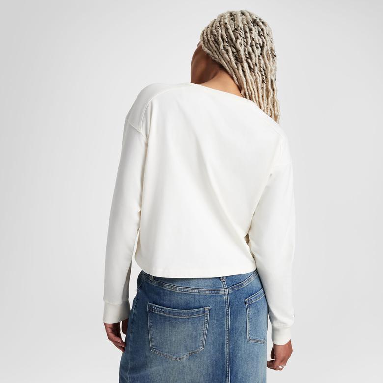 Converse Classic Kadın Baskılı Krem Sweatshirt