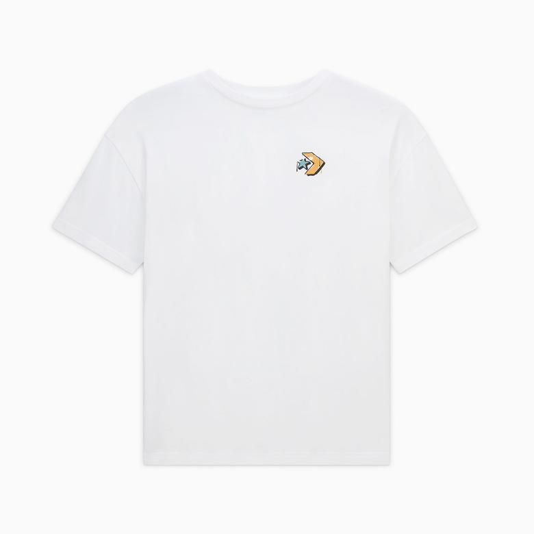 Converse Classic Kadın Oversized Fit Grafik Baskılı Beyaz T-Shirt