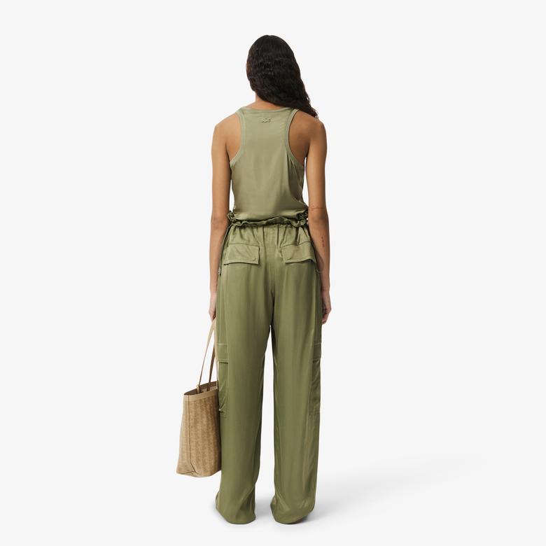 Lacoste Kadın Oversize Fit Haki Kargo Pantolon