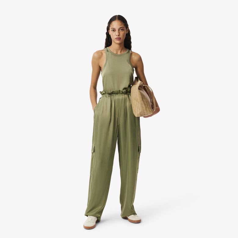 Lacoste Kadın Oversize Fit Haki Kargo Pantolon