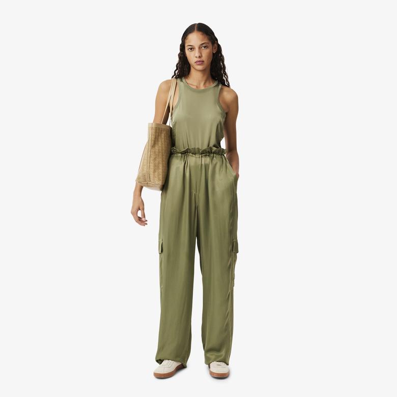 Lacoste Kadın Oversize Fit Haki Kargo Pantolon