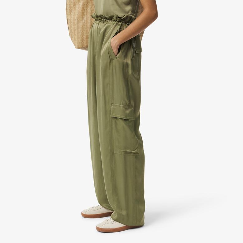 Lacoste Kadın Oversize Fit Haki Kargo Pantolon