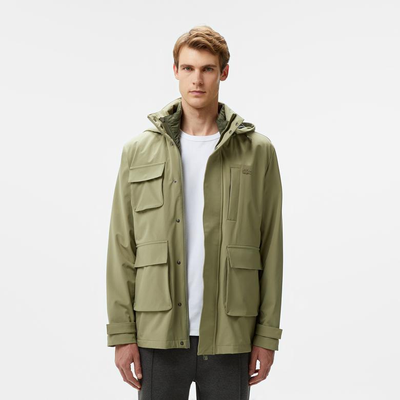 Lacoste Erkek Regular Fit Kapüşonlu Baskılı Haki Mont
