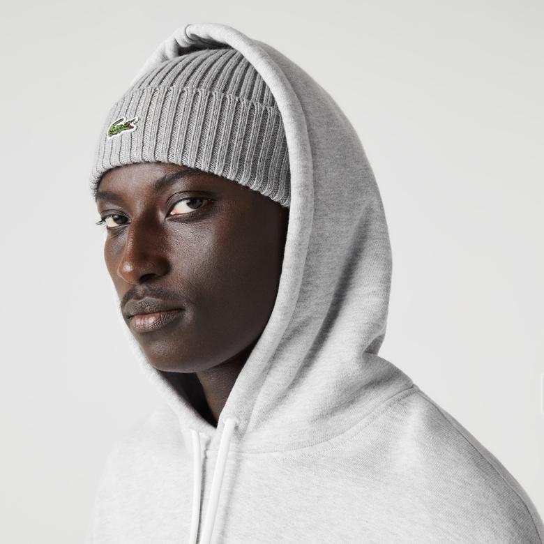 Lacoste Unisex Loose Fit Kapüşonlu Gri Sweatshirt