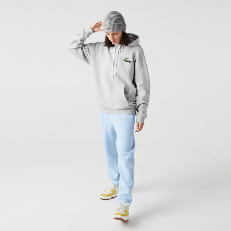 Lacoste Unisex Loose Fit Kapüşonlu Gri Sweatshirt