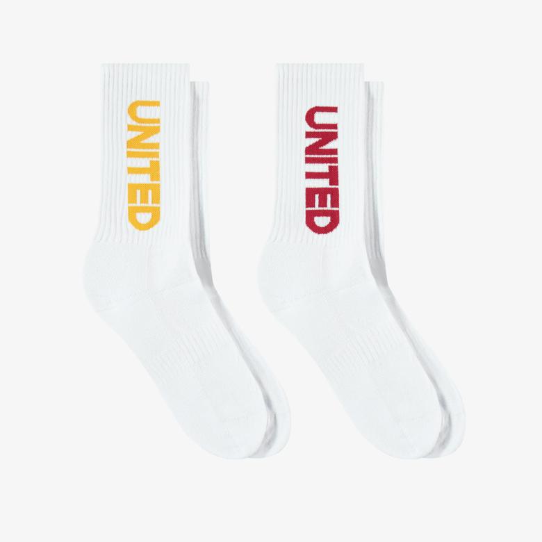 UNITED4 Classic Unisex Beyaz 2'li Çorap