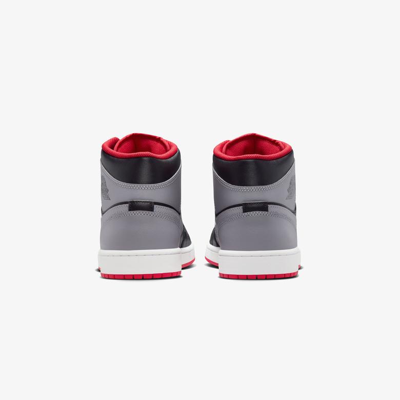 Jordan Air 1 Mid Erkek Siyah/Gri/Kırmızı Spor Ayakkabı